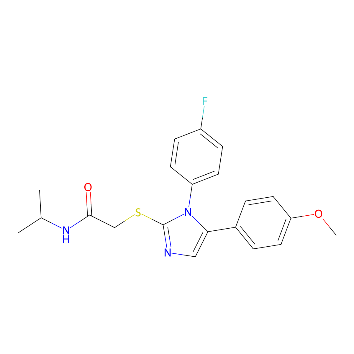 2-((1-(4-fluorophenyl)-5-(4-methoxyphenyl)-1H-imidazol-2-yl)thio)-N-isopropylacetamide molecular structure, CAS 1207057-69-9