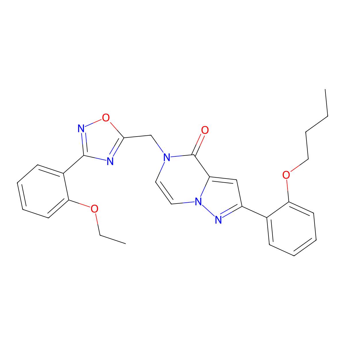 2-(2-butoxyphenyl)-5-((3-(2-ethoxyphenyl)-1,2,4-oxadiazol-5-yl)methyl)pyrazolo[1,5-a]pyrazin-4(5H)-one molecular structure, CAS 1207057-70-2