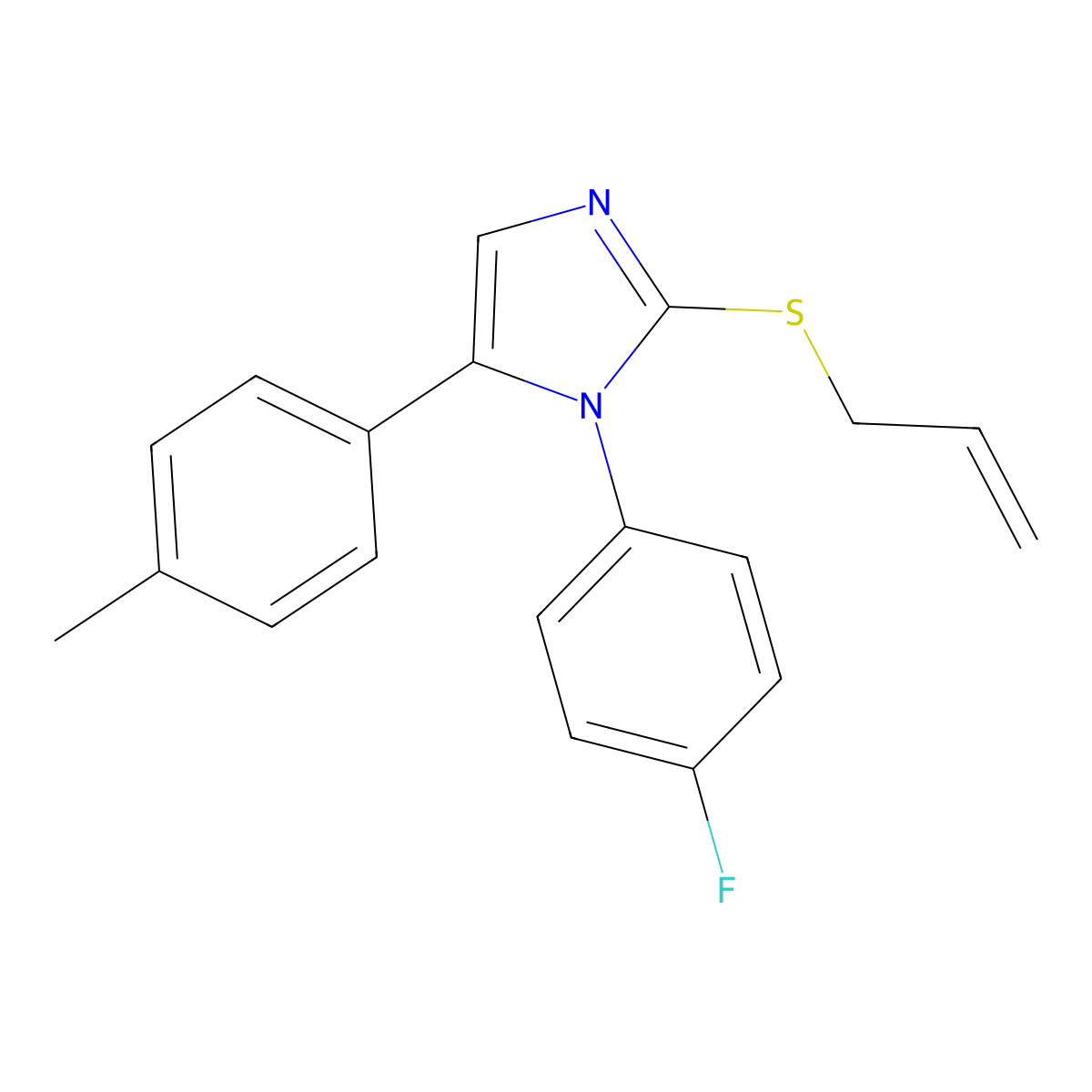 2-(allylthio)-1-(4-fluorophenyl)-5-(p-tolyl)-1H-imidazole molecular structure, CAS 1207057-71-3