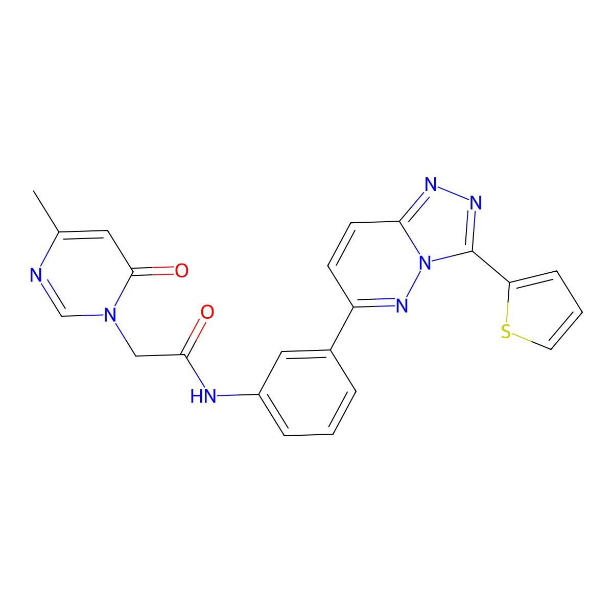 2-(4-methyl-6-oxopyrimidin-1(6H)-yl)-N-(3-(3-(thiophen-2-yl)-[1,2,4]triazolo[4,3-b]pyridazin-6-yl)phenyl)acetamide molecular structure, CAS 1207057-72-4