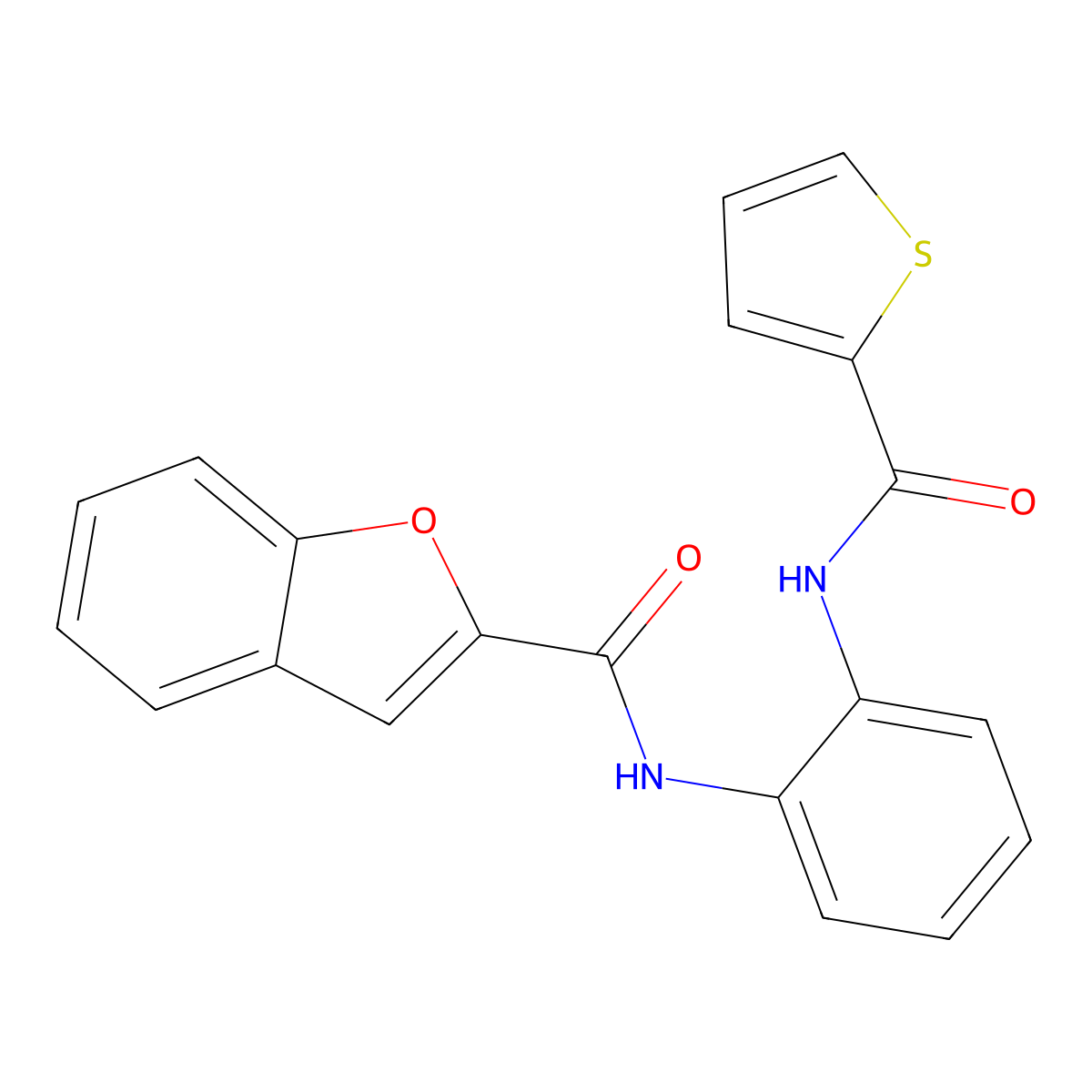 N-(2-(thiophene-2-carboxamido)phenyl)benzofuran-2-carboxamide molecular structure, CAS 1207057-73-5
