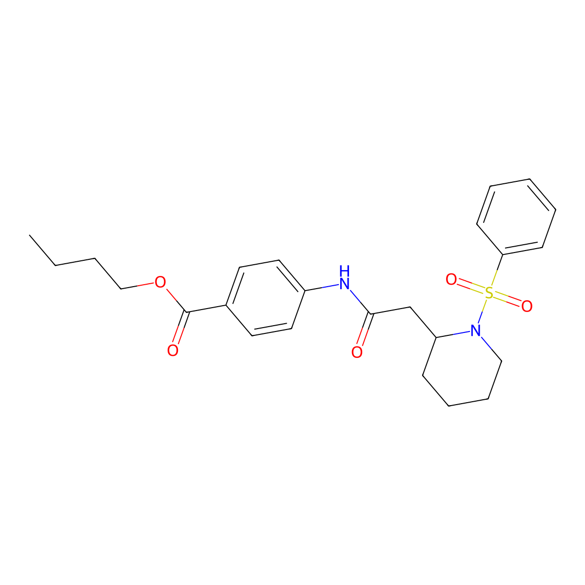 Butyl 4-(2-(1-(phenylsulfonyl)piperidin-2-yl)acetamido)benzoate molecular structure, CAS 1207057-76-8