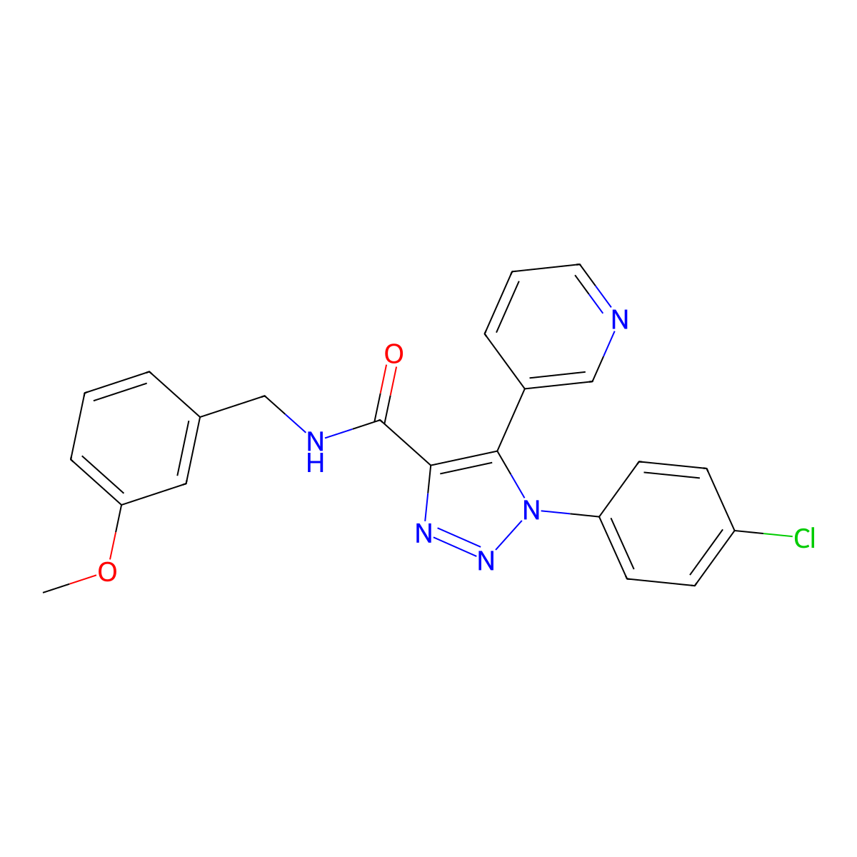 1-(4-chlorophenyl)-N-(3-methoxybenzyl)-5-(pyridin-3-yl)-1H-1,2,3-triazole-4-carboxamide molecular structure, CAS 1207057-78-0