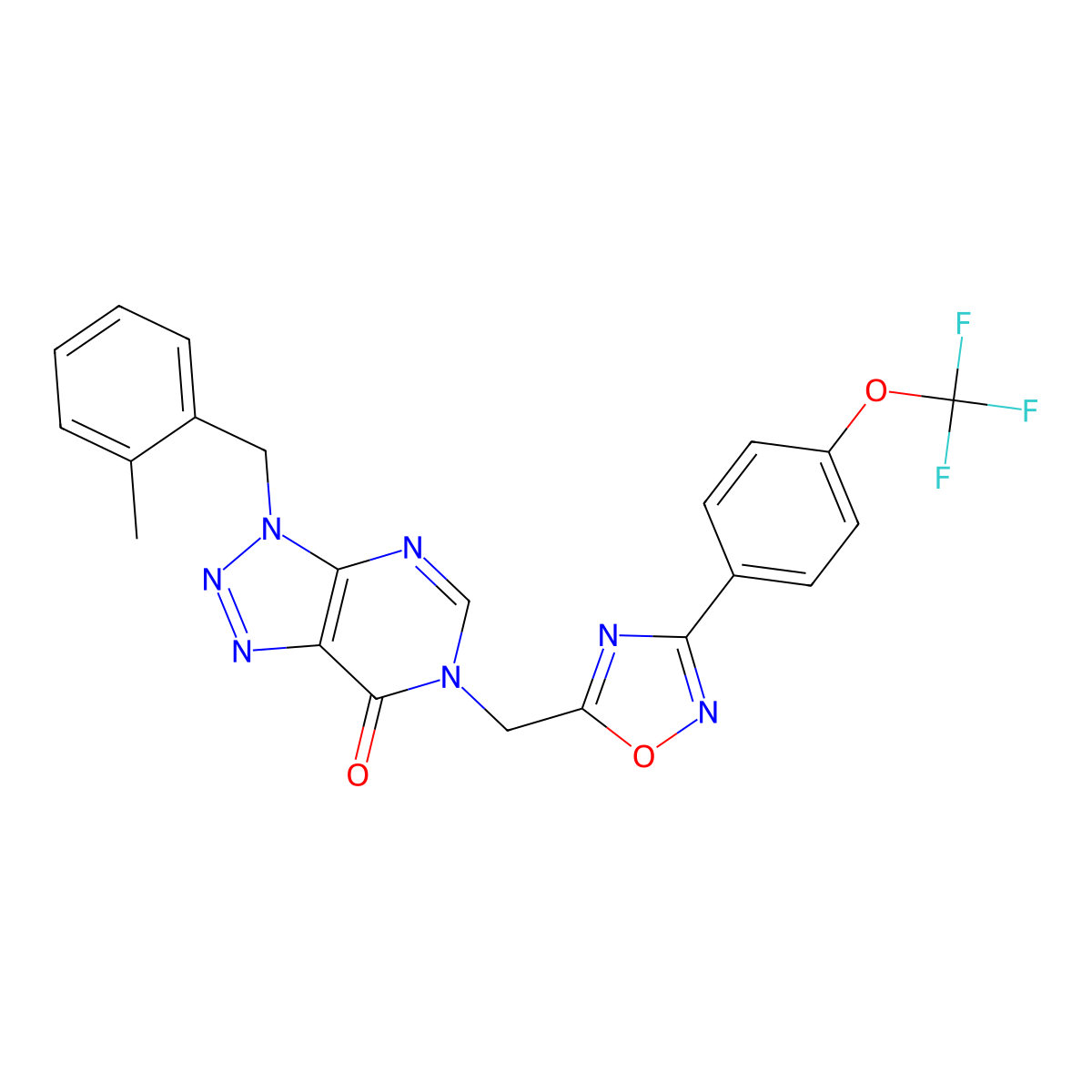 3-(2-methylbenzyl)-6-((3-(4-(trifluoromethoxy)phenyl)-1,2,4-oxadiazol-5-yl)methyl)-3H-[1,2,3]triazolo[4,5-d]pyrimidin-7(6H)-one molecular structure, CAS 1207057-83-7