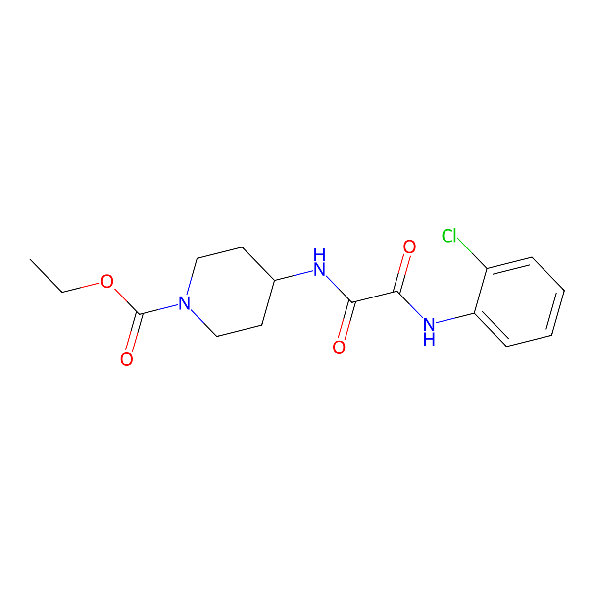 Ethyl 4-(2-((2-chlorophenyl)amino)-2-oxoacetamido)piperidine-1-carboxylate molecular structure, CAS 1207057-84-8