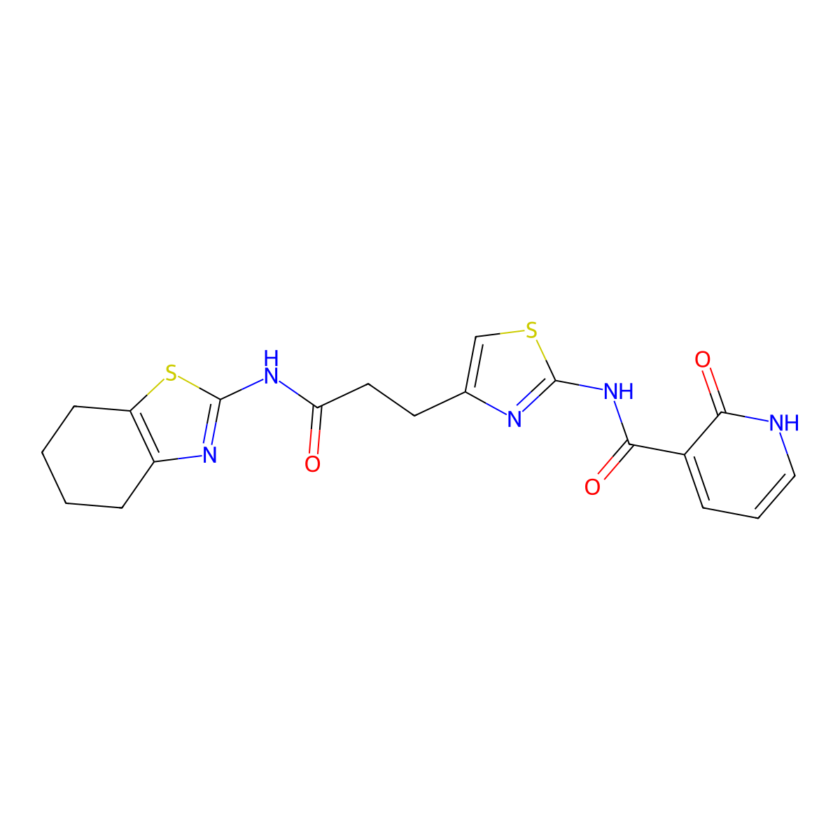 2-oxo-N-(4-(3-oxo-3-((4,5,6,7-tetrahydrobenzo[d]thiazol-2-yl)amino)propyl)thiazol-2-yl)-1,2-dihydropyridine-3-carboxamide molecular structure, CAS 1207057-86-0