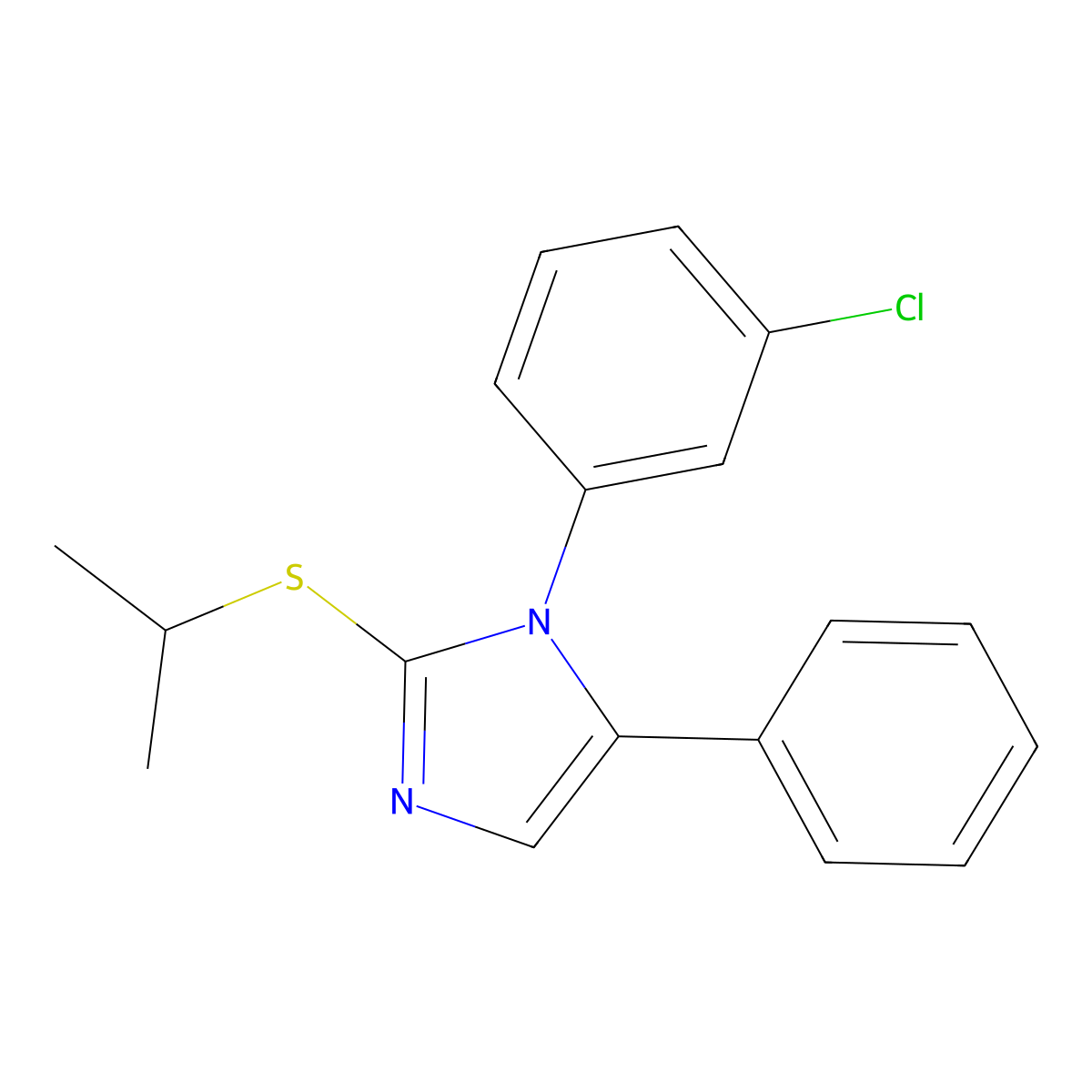1-(3-chlorophenyl)-2-(isopropylthio)-5-phenyl-1H-imidazole molecular structure, CAS 1207057-88-2