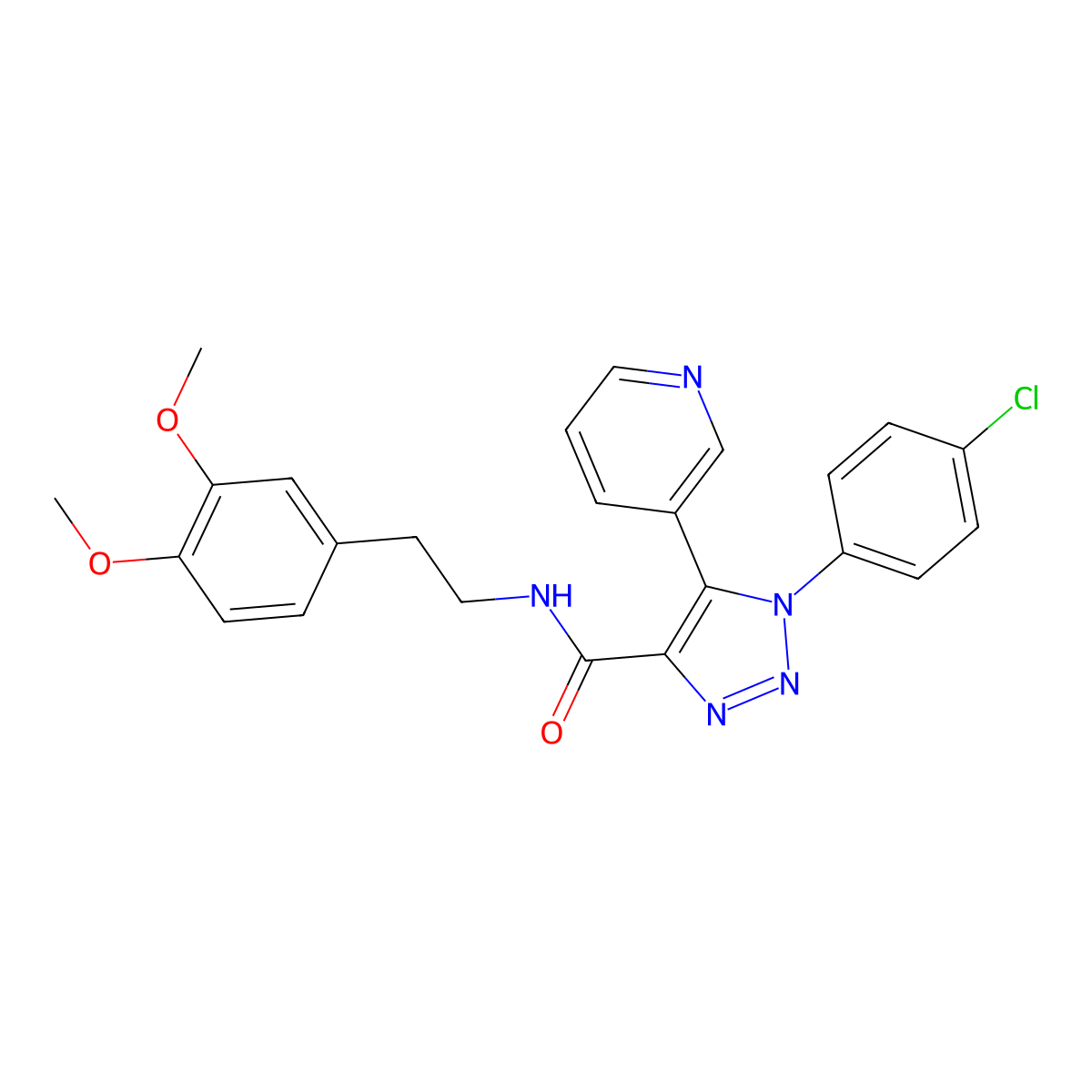 1-(4-chlorophenyl)-N-[2-(3,4-dimethoxyphenyl)ethyl]-5-(pyridin-3-yl)-1H-1,2,3-triazole-4-carboxamide molecular structure, CAS 1207057-96-2