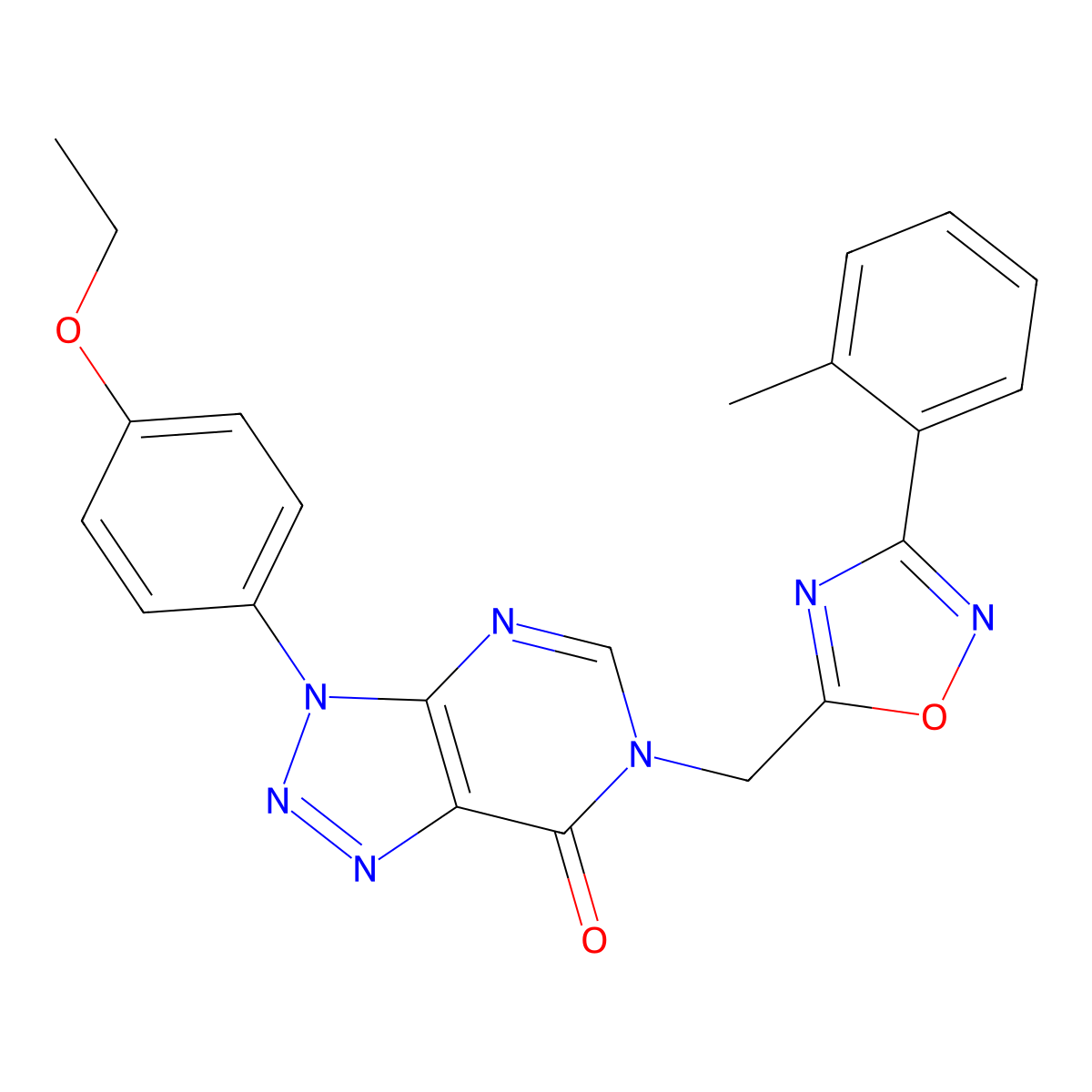 3-(4-ethoxyphenyl)-6-((3-(o-tolyl)-1,2,4-oxadiazol-5-yl)methyl)-3H-[1,2,3]triazolo[4,5-d]pyrimidin-7(6H)-one molecular structure, CAS 1207057-97-3