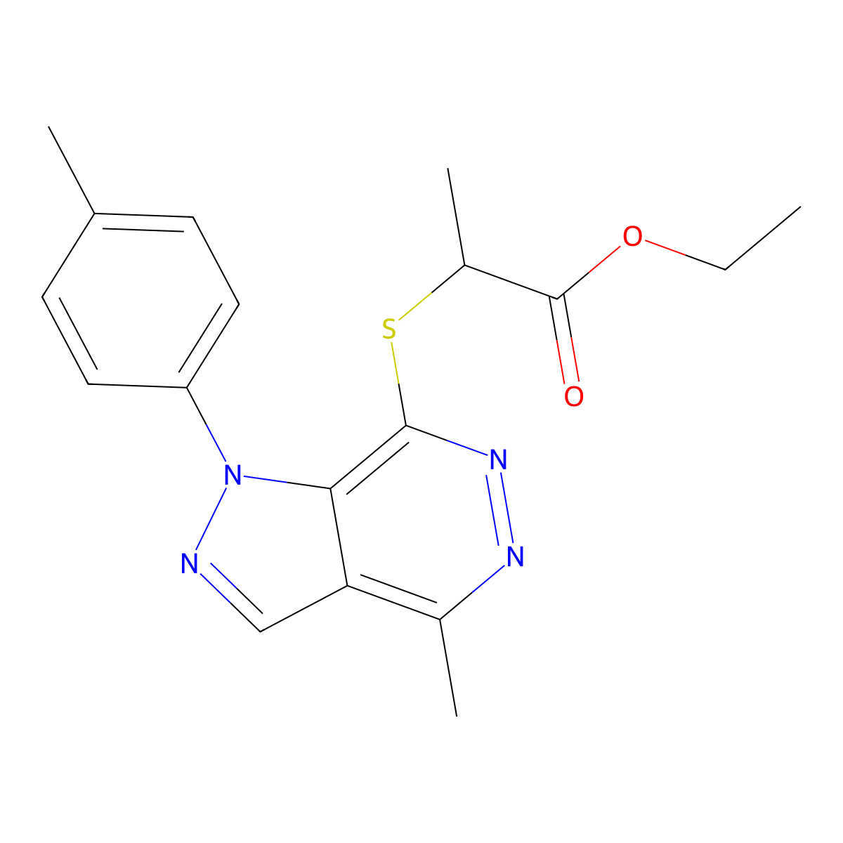 ethyl 2-((4-methyl-1-(p-tolyl)-1H-pyrazolo[3,4-d]pyridazin-7-yl)thio)propanoate molecular structure, CAS 1207057-98-4