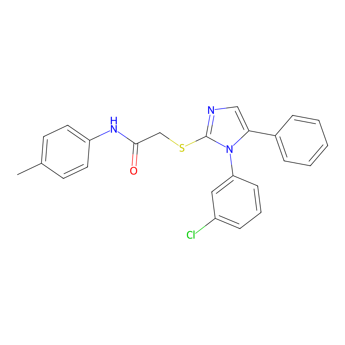 2-{[1-(3-chlorophenyl)-5-phenyl-1H-imidazol-2-yl]sulfanyl}-N-(4-methylphenyl)acetamide molecular structure, CAS 1207058-00-1
