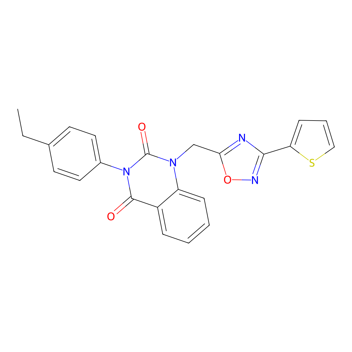 3-(4-ethylphenyl)-1-((3-(thiophen-2-yl)-1,2,4-oxadiazol-5-yl)methyl)quinazoline-2,4(1H,3H)-dione molecular structure, CAS 1207058-03-4