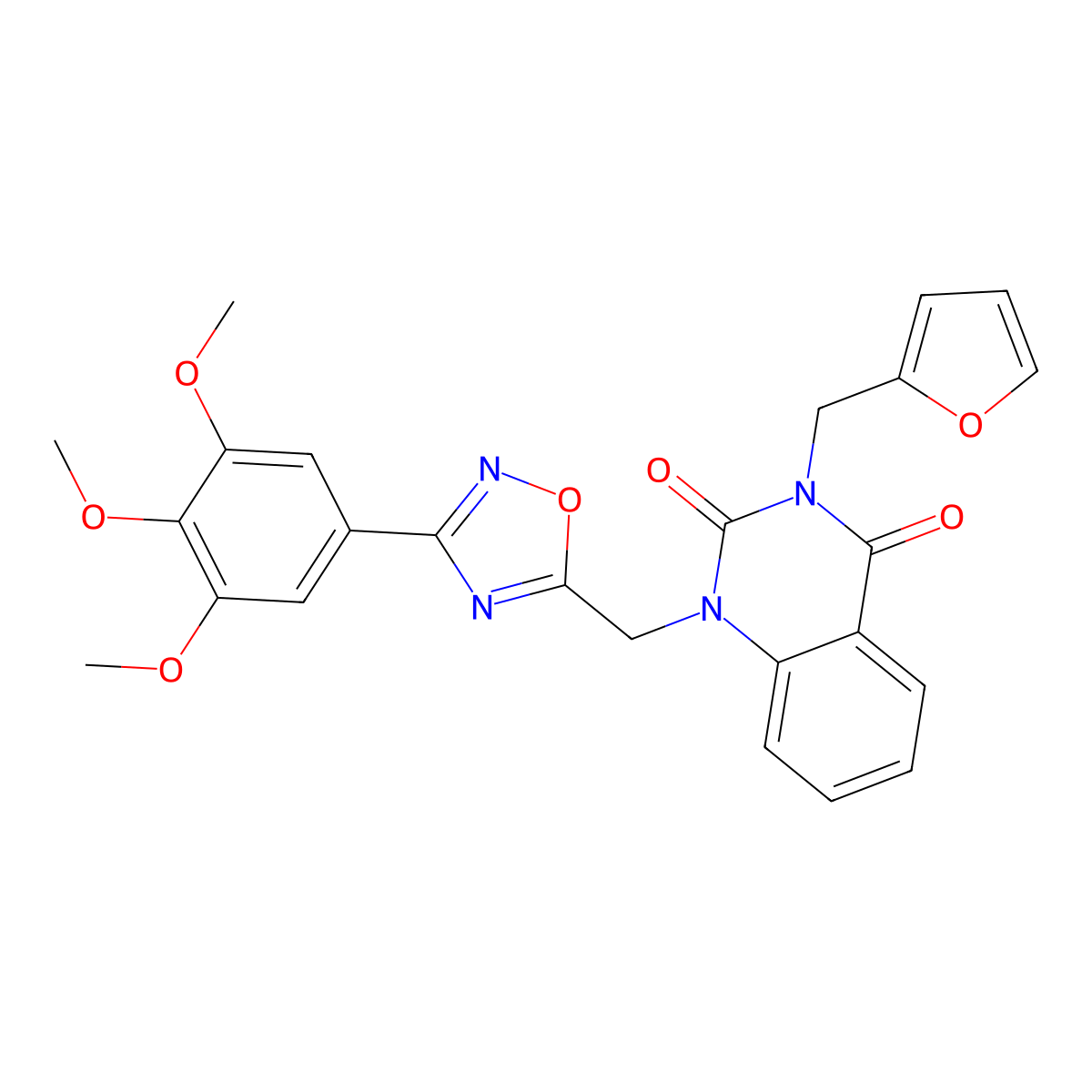 3-[(Furan-2-yl)methyl]-1-{[3-(3,4,5-trimethoxyphenyl)-1,2,4-oxadiazol-5-yl]methyl}-1,2,3,4-tetrahydroquinazoline-2,4-dione molecular structure, CAS 1207058-07-8