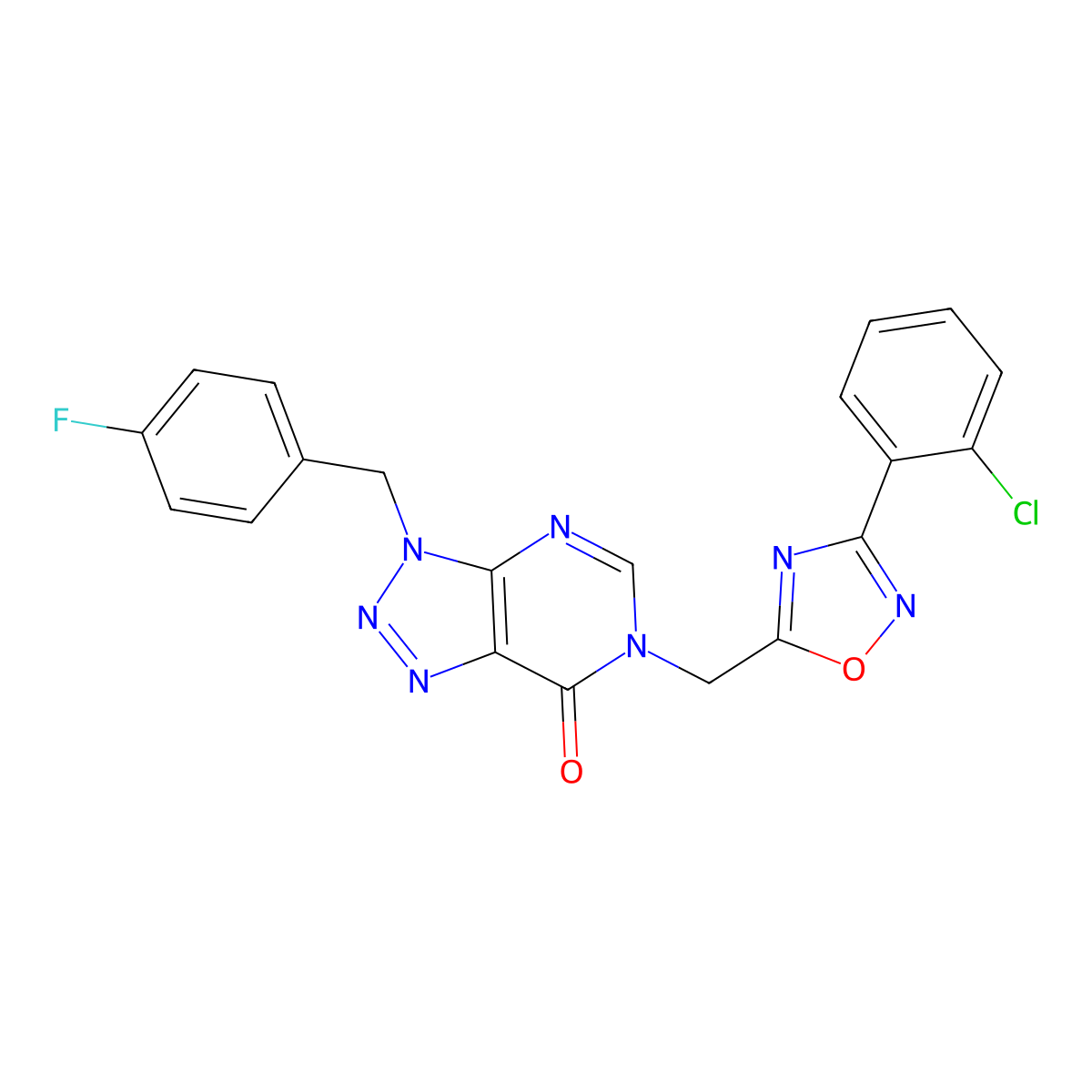 6-((3-(2-chlorophenyl)-1,2,4-oxadiazol-5-yl)methyl)-3-(4-fluorobenzyl)-3H-[1,2,3]triazolo[4,5-d]pyrimidin-7(6H)-one molecular structure, CAS 1207058-18-1