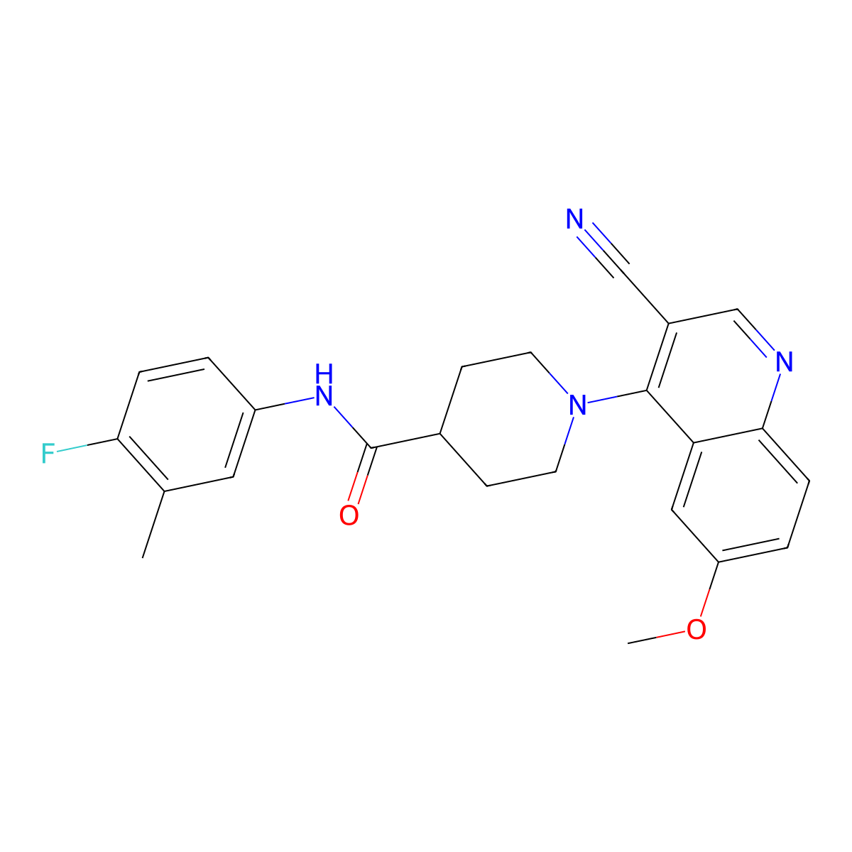 1-(3-cyano-6-methoxyquinolin-4-yl)-N-(4-fluoro-3-methylphenyl)piperidine-4-carboxamide molecular structure, CAS 1207058-20-5