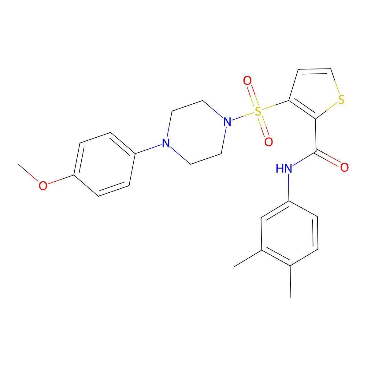 N-(3,4-dimethylphenyl)-3-{[4-(4-methoxyphenyl)piperazin-1-yl]sulfonyl}thiophene-2-carboxamide molecular structure, CAS 1207058-22-7