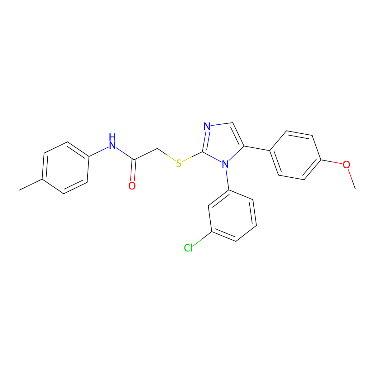 2-((1-(3-chlorophenyl)-5-(4-methoxyphenyl)-1H-imidazol-2-yl)thio)-N-(p-tolyl)acetamide molecular structure, CAS 1207058-25-0
