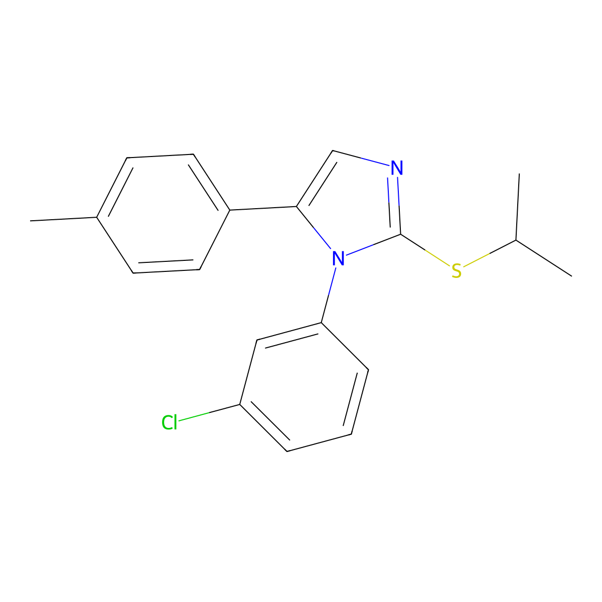 1-(3-chlorophenyl)-2-(isopropylthio)-5-(p-tolyl)-1H-imidazole molecular structure, CAS 1207058-31-8