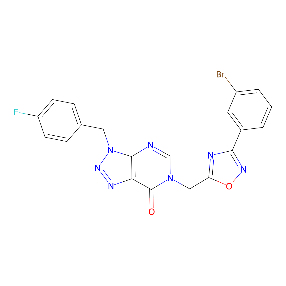 6-((3-(3-bromophenyl)-1,2,4-oxadiazol-5-yl)methyl)-3-(4-fluorobenzyl)-3H-[1,2,3]triazolo[4,5-d]pyrimidin-7(6H)-one molecular structure, CAS 1207058-32-9