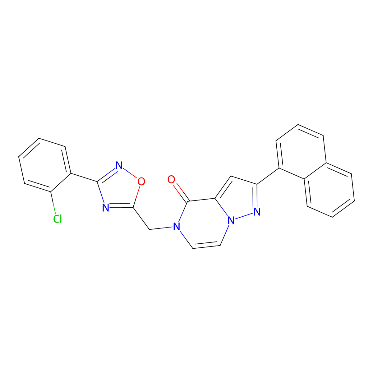 5-((3-(2-chlorophenyl)-1,2,4-oxadiazol-5-yl)methyl)-2-(naphthalen-1-yl)pyrazolo[1,5-a]pyrazin-4(5H)-one molecular structure, CAS 1207058-33-0