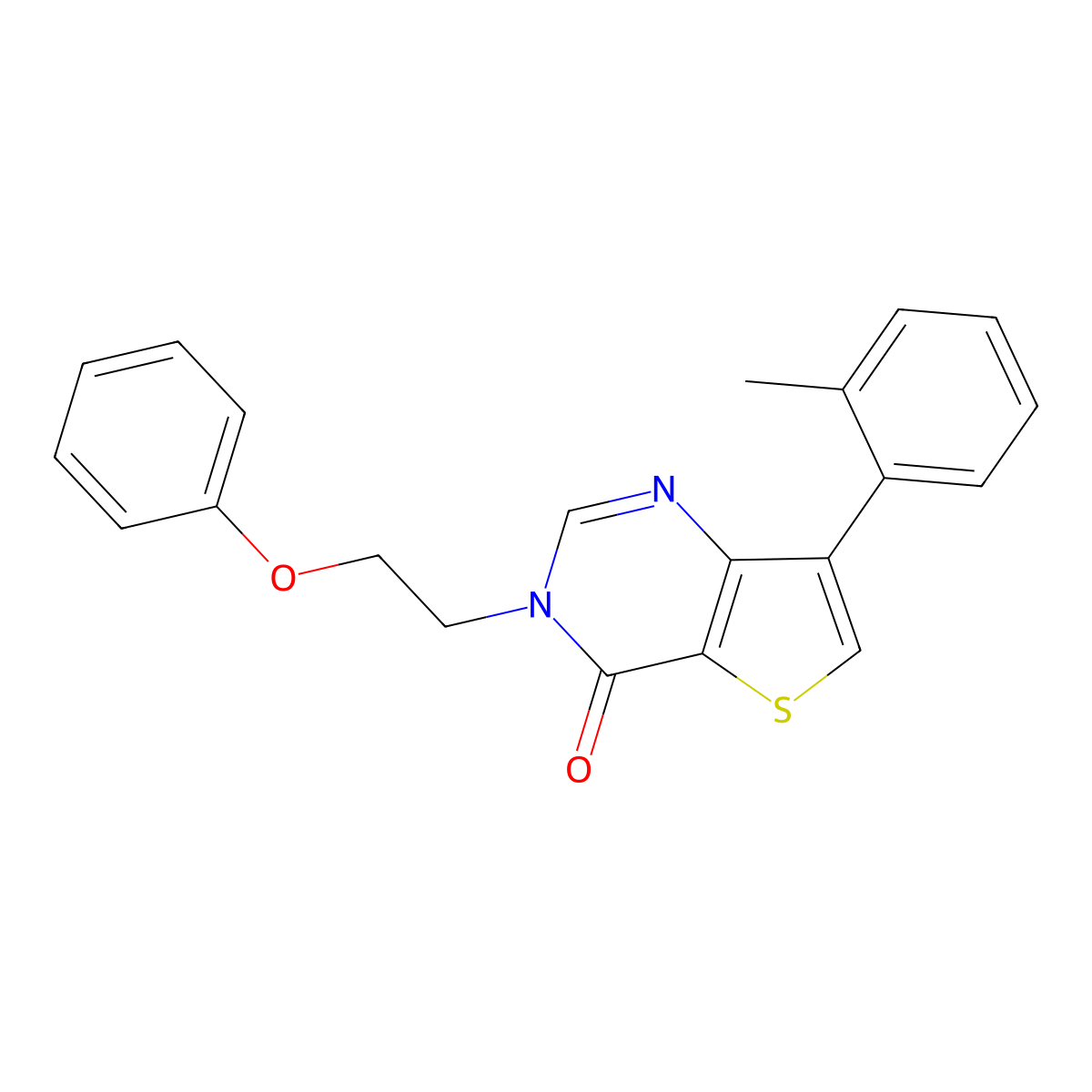7-(2-methylphenyl)-3-(2-phenoxyethyl)thieno[3,2-d]pyrimidin-4(3H)-one molecular structure, CAS 1207058-37-4