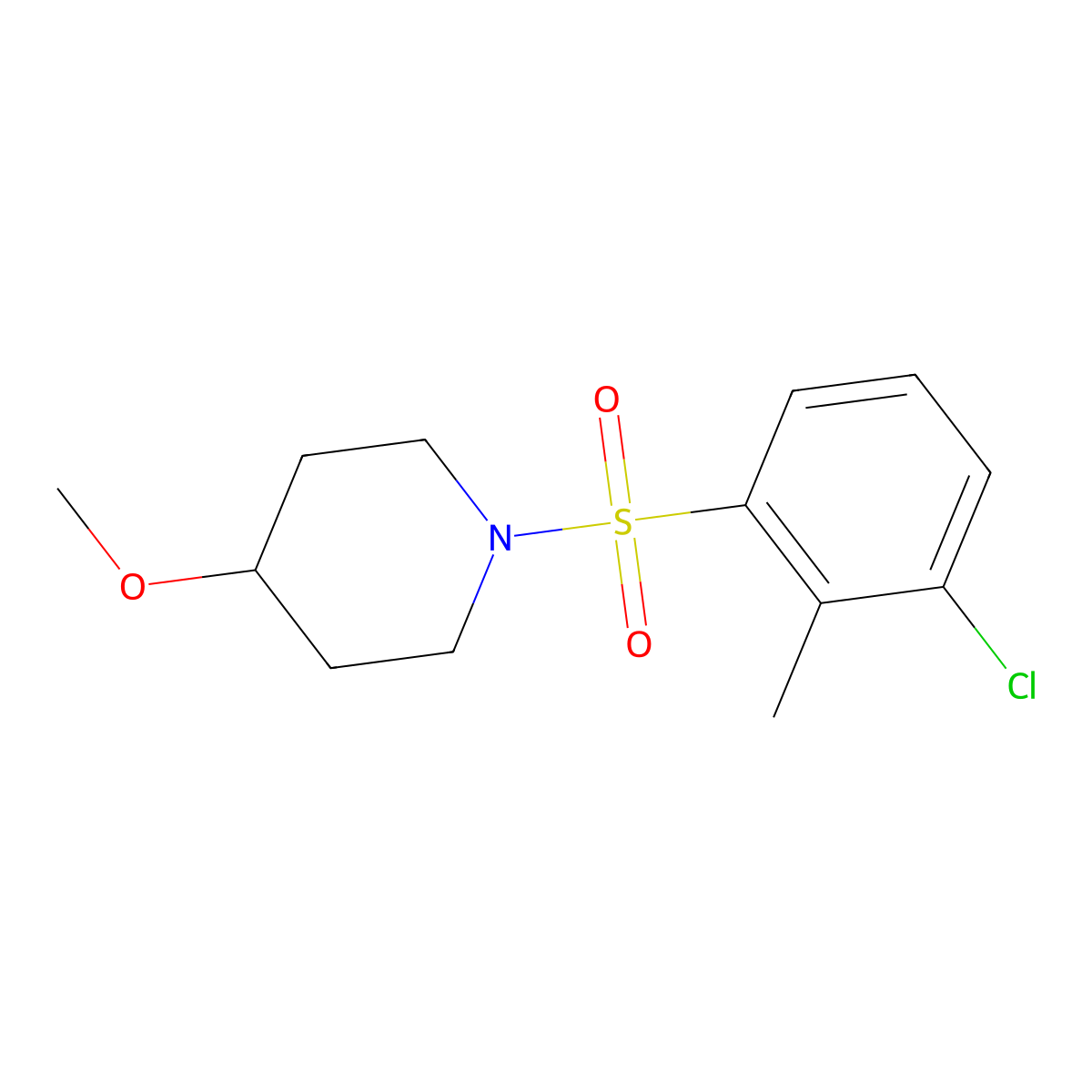 1-((3-Chloro-2-methylphenyl)sulfonyl)-4-methoxypiperidine molecular structure, CAS 1207058-38-5