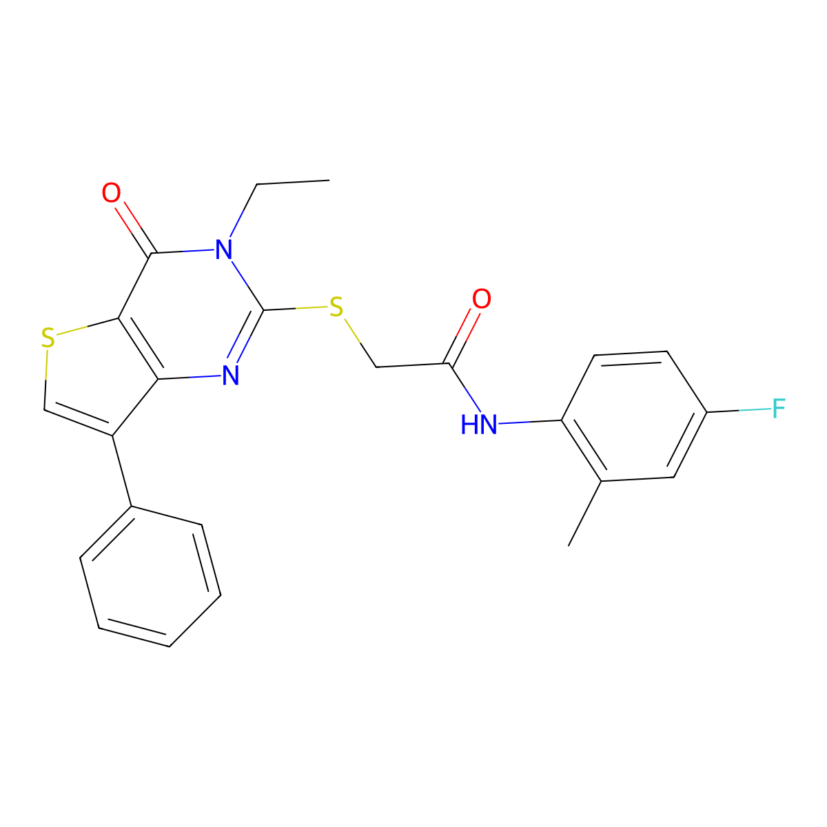 2-[(3-ethyl-4-oxo-7-phenyl-3,4-dihydrothieno[3,2-d]pyrimidin-2-yl)sulfanyl]-N-(4-fluoro-2-methylphenyl)acetamide molecular structure, CAS 1207058-41-0