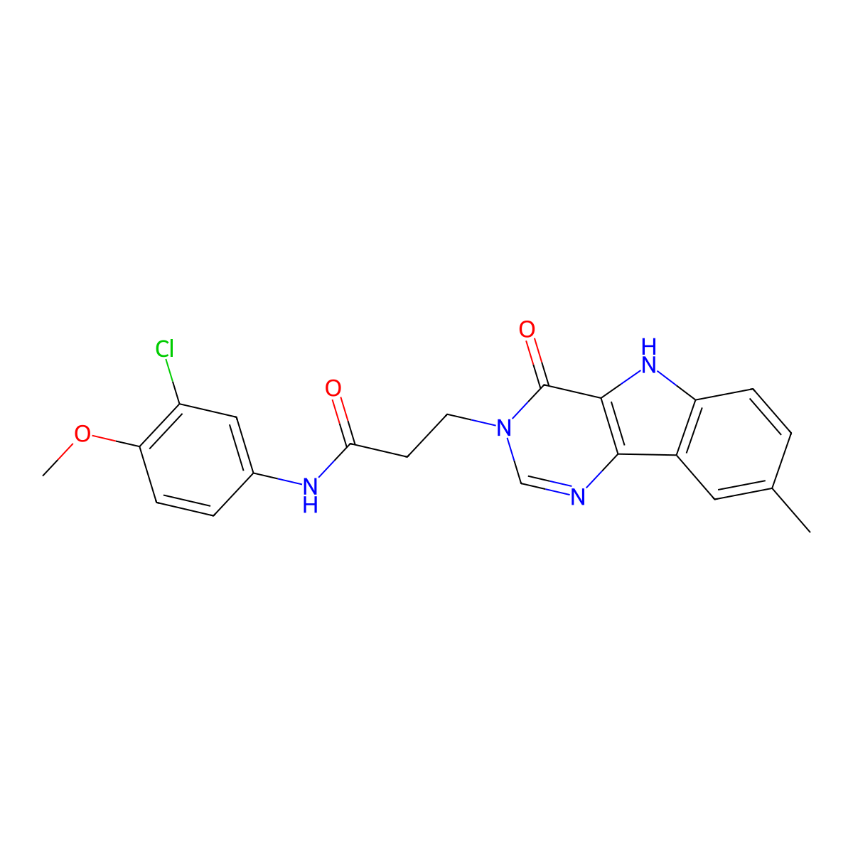 N-(3-chloro-4-methoxyphenyl)-3-(8-methyl-4-oxo-4,5-dihydro-3H-pyrimido[5,4-b]indol-3-yl)propanamide molecular structure, CAS 1207058-44-3