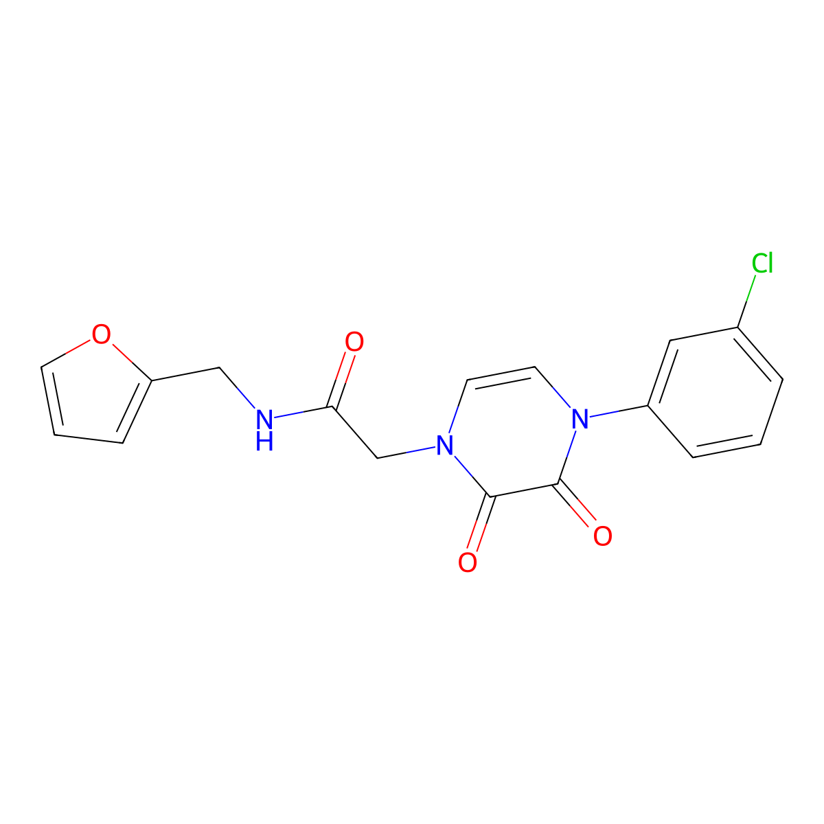 2-(4-(3-chlorophenyl)-2,3-dioxo-3,4-dihydropyrazin-1(2H)-yl)-N-(furan-2-ylmethyl)acetamide molecular structure, CAS 1207058-45-4