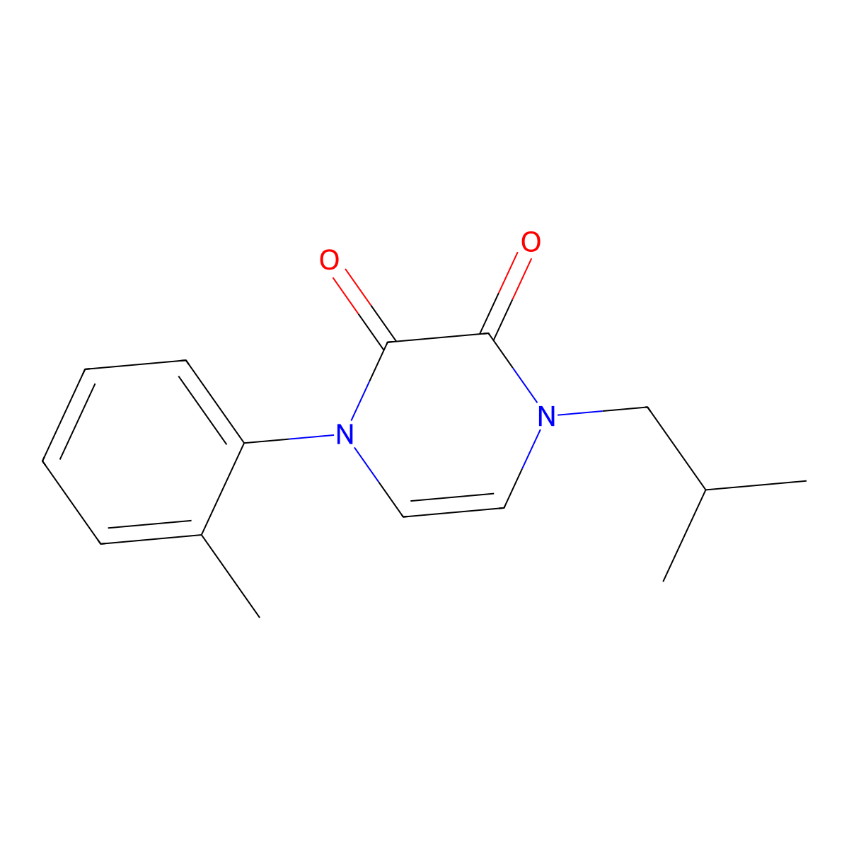 1-isobutyl-4-(o-tolyl)pyrazine-2,3(1H,4H)-dione molecular structure, CAS 1207058-52-3