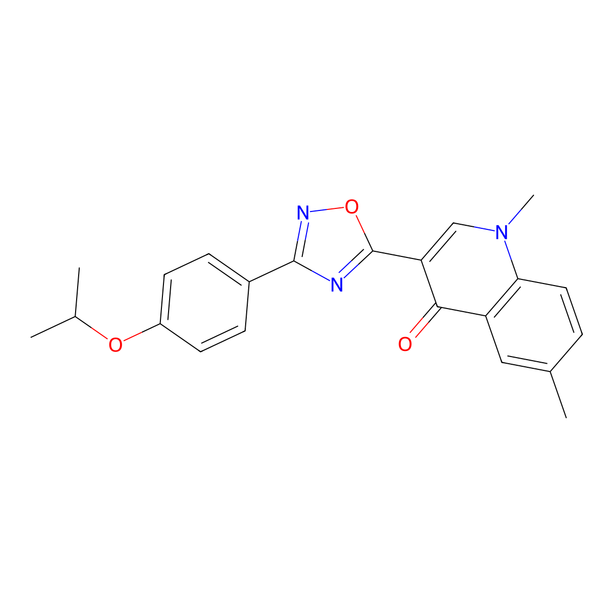 1,6-dimethyl-3-{3-[4-(propan-2-yloxy)phenyl]-1,2,4-oxadiazol-5-yl}quinolin-4(1H)-one molecular structure, CAS 1207058-56-7