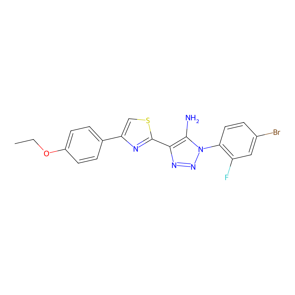 1-(4-bromo-2-fluorophenyl)-4-[4-(4-ethoxyphenyl)-1,3-thiazol-2-yl]-1H-1,2,3-triazol-5-amine molecular structure, CAS 1207058-59-0