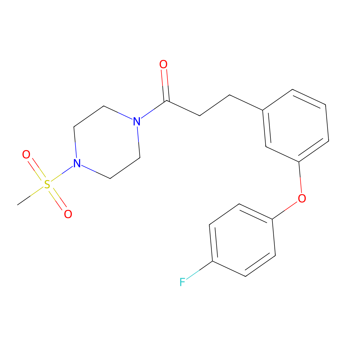 3-(3-(4-Fluorophenoxy)phenyl)-1-(4-(methylsulfonyl)piperazin-1-yl)propan-1-one molecular structure, CAS 1207058-62-5
