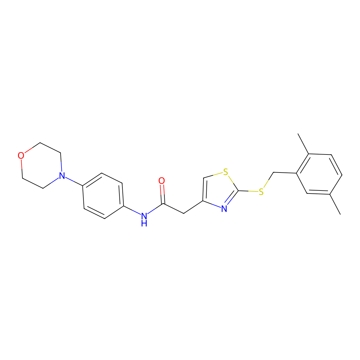 2-(2-((2,5-dimethylbenzyl)thio)thiazol-4-yl)-N-(4-morpholinophenyl)acetamide molecular structure, CAS 1207058-64-7