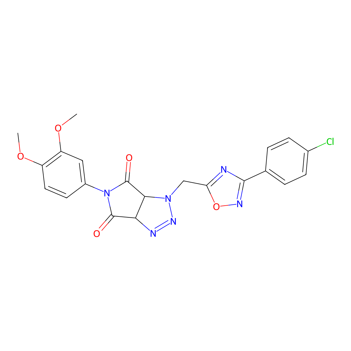 1-((3-(4-chlorophenyl)-1,2,4-oxadiazol-5-yl)methyl)-5-(3,4-dimethoxyphenyl)-1,6a-dihydropyrrolo[3,4-d][1,2,3]triazole-4,6(3aH,5H)-dione molecular structure, CAS 1207058-66-9