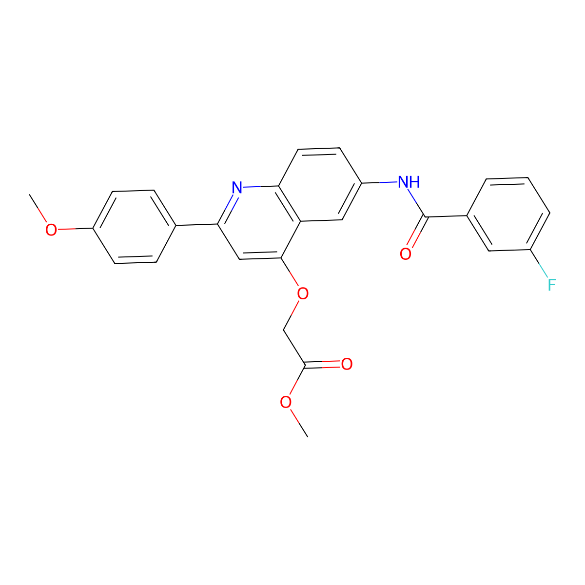 Methyl 2-{[6-(3-fluorobenzamido)-2-(4-methoxyphenyl)quinolin-4-yl]oxy}acetate molecular structure, CAS 1207058-68-1