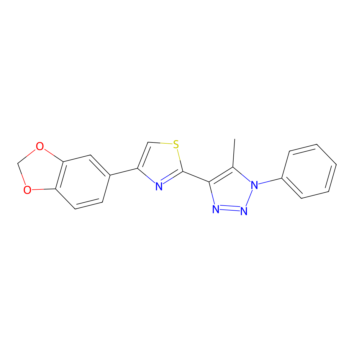 4-[4-(1,3-benzodioxol-5-yl)-1,3-thiazol-2-yl]-5-methyl-1-phenyl-1H-1,2,3-triazole molecular structure, CAS 1207058-70-5