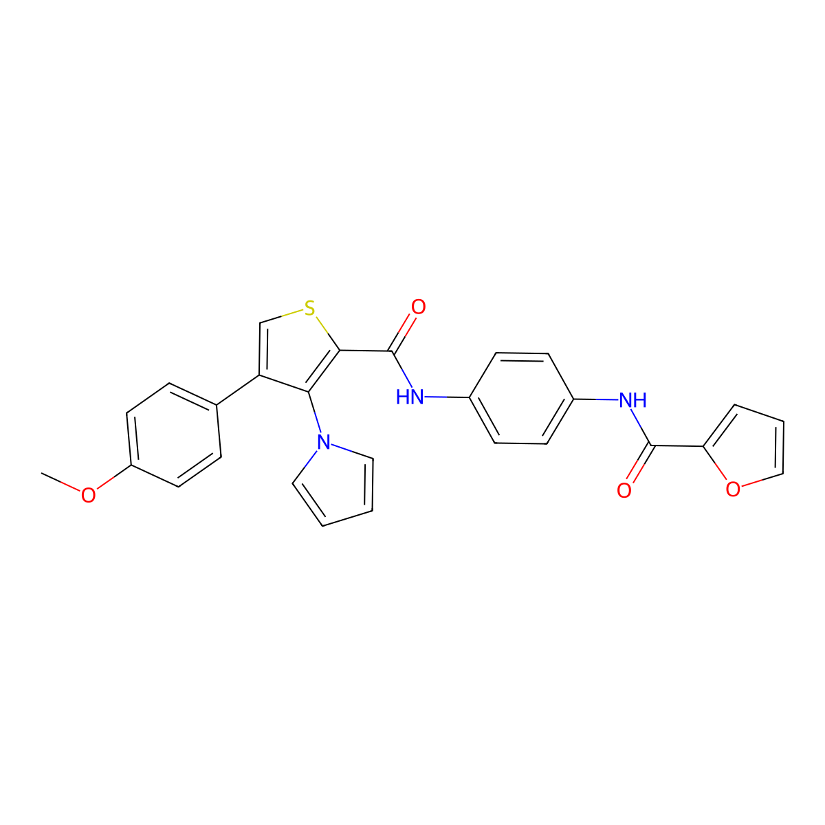 N-{4-[4-(4-methoxyphenyl)-3-(1H-pyrrol-1-yl)thiophene-2-amido]phenyl}furan-2-carboxamide molecular structure, CAS 1207058-72-7