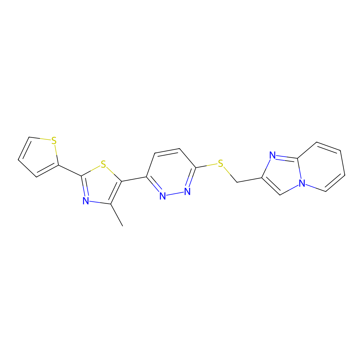 5-(6-((Imidazo[1,2-a]pyridin-2-ylmethyl)thio)pyridazin-3-yl)-4-methyl-2-(thiophen-2-yl)thiazole molecular structure, CAS 1207058-74-9