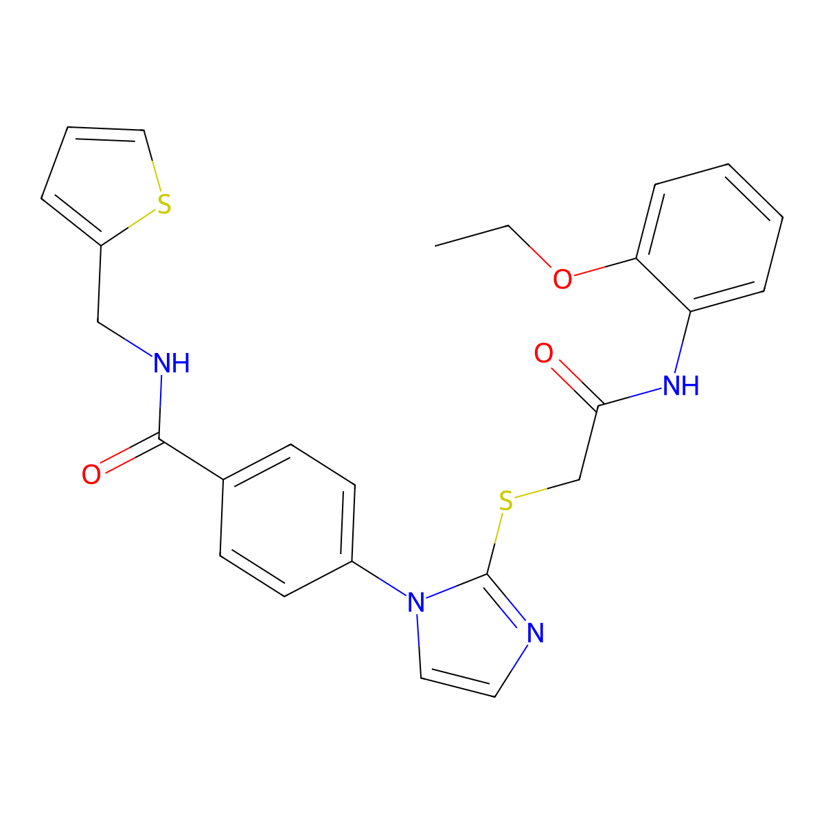 4-(2-((2-((2-ethoxyphenyl)amino)-2-oxoethyl)thio)-1H-imidazol-1-yl)-N-(thiophen-2-ylmethyl)benzamide molecular structure, CAS 1207058-77-2