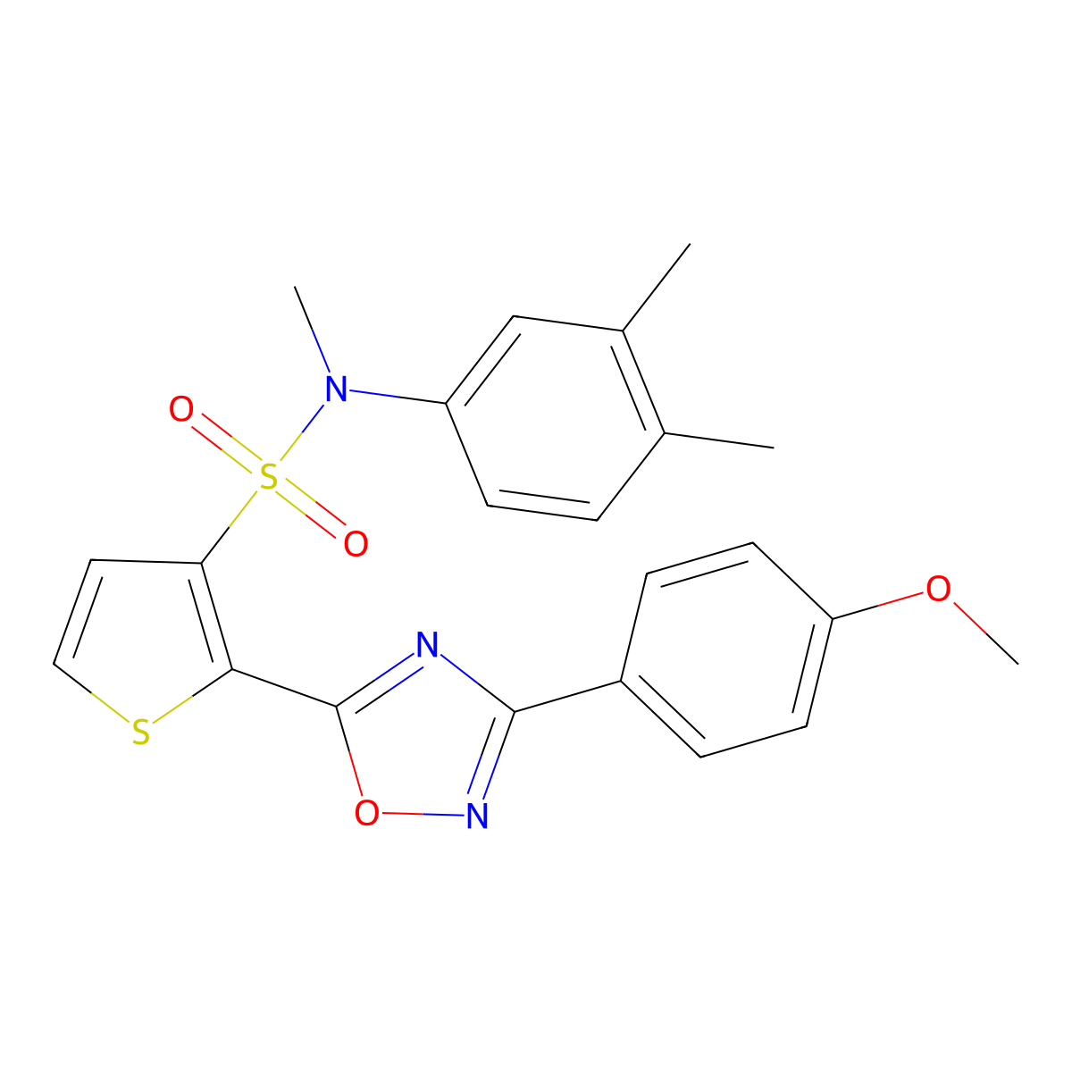 N-(3,4-dimethylphenyl)-2-[3-(4-methoxyphenyl)-1,2,4-oxadiazol-5-yl]-N-methylthiophene-3-sulfonamide molecular structure, CAS 1207058-79-4