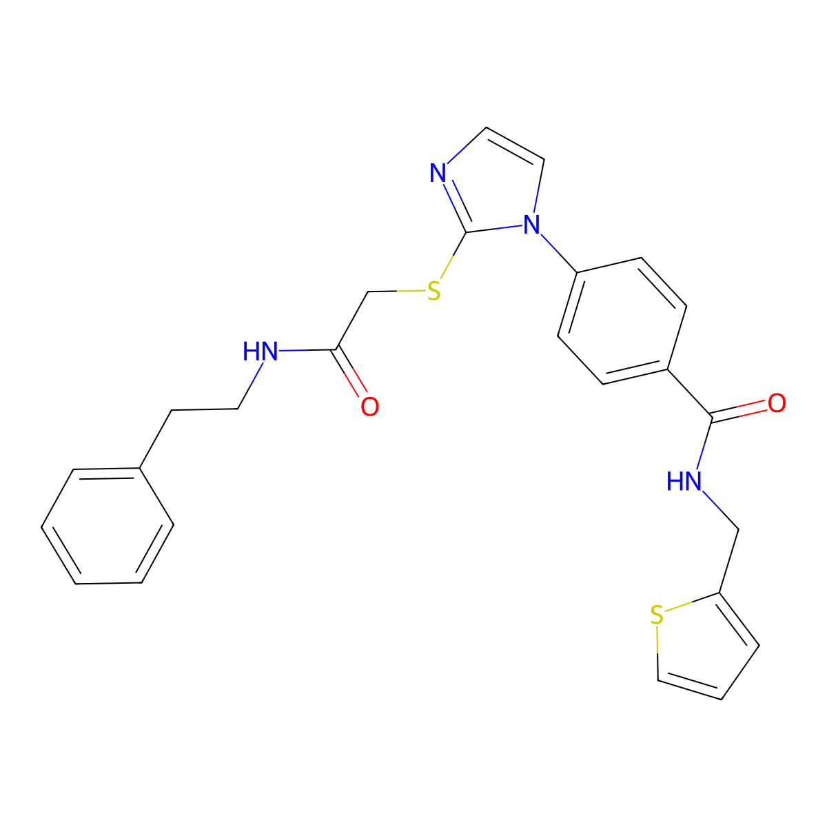 4-[2-({[(2-phenylethyl)carbamoyl]methyl}sulfanyl)-1H-imidazol-1-yl]-N-[(thiophen-2-yl)methyl]benzamide molecular structure, CAS 1207058-80-7