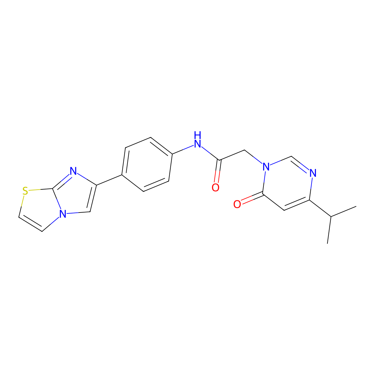 N-(4-(imidazo[2,1-b]thiazol-6-yl)phenyl)-2-(4-isopropyl-6-oxopyrimidin-1(6H)-yl)acetamide molecular structure, CAS 1207058-81-8
