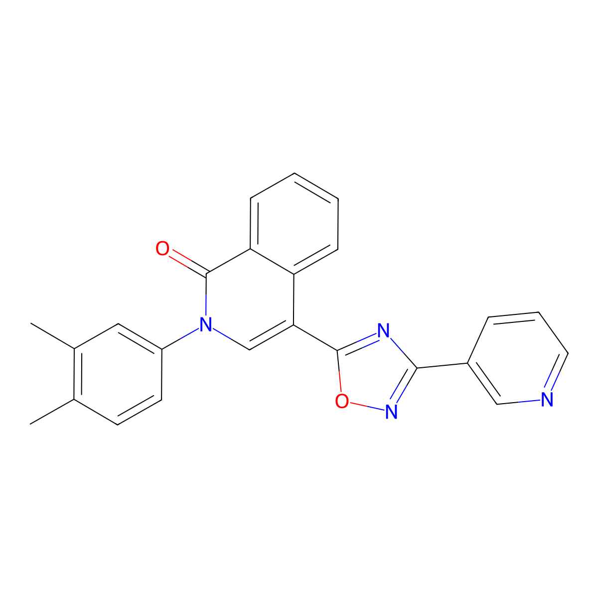 2-(3,4-Dimethylphenyl)-4-[3-(pyridin-3-yl)-1,2,4-oxadiazol-5-yl]-1,2-dihydroisoquinolin-1-one molecular structure, CAS 1207058-83-0