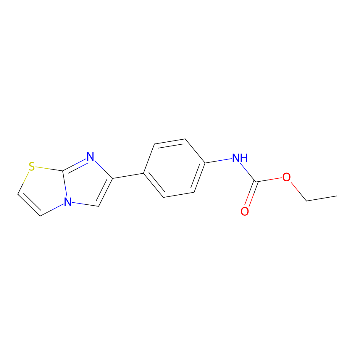 Ethyl (4-(imidazo[2,1-b]thiazol-6-yl)phenyl)carbamate molecular structure, CAS 1207058-85-2