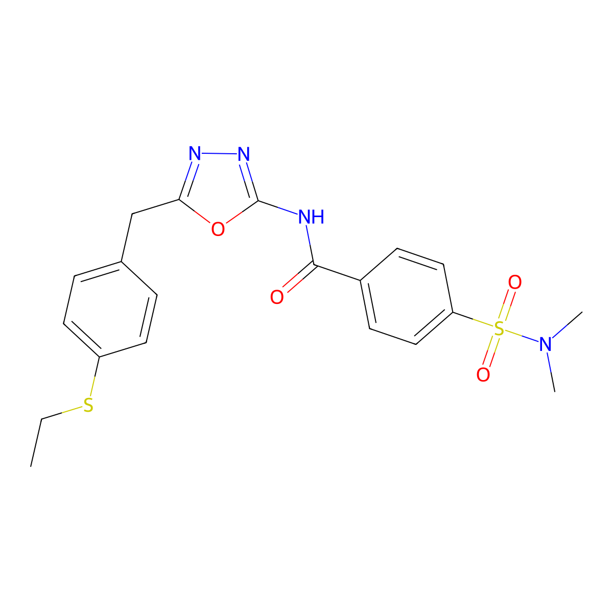 4-(N,N-dimethylsulfamoyl)-N-(5-(4-(ethylthio)benzyl)-1,3,4-oxadiazol-2-yl)benzamide molecular structure, CAS 1207058-86-3