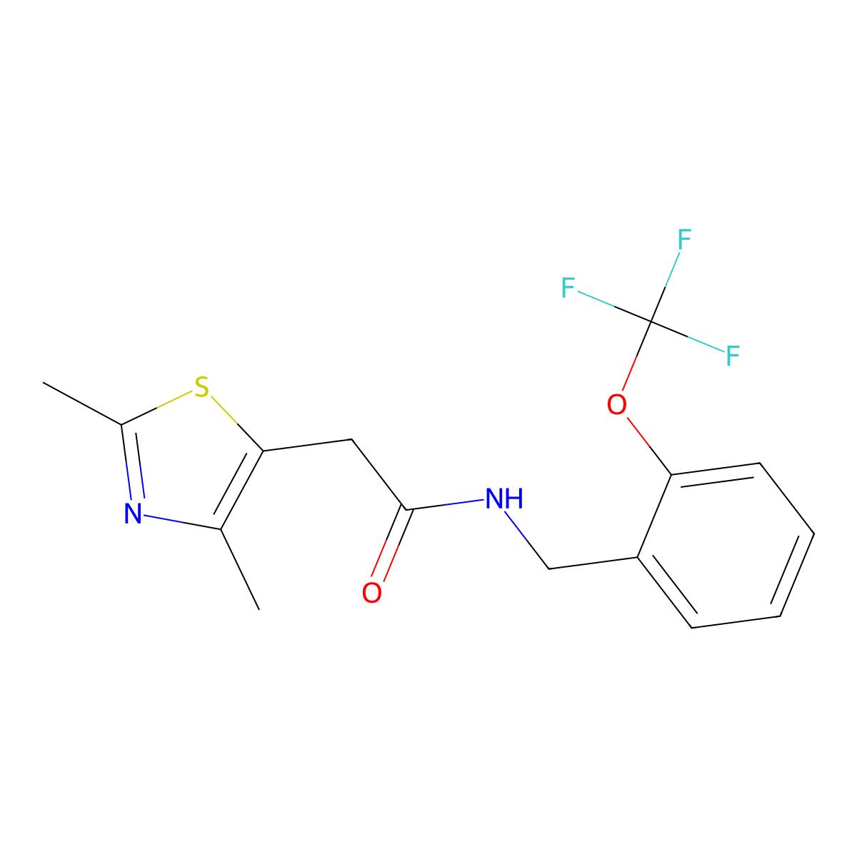 2-(2,4-dimethylthiazol-5-yl)-N-(2-(trifluoromethoxy)benzyl)acetamide molecular structure, CAS 1207058-92-1