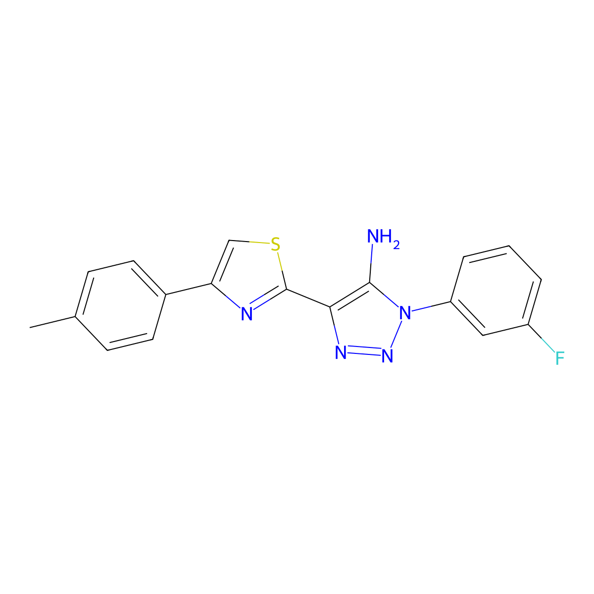 1-(3-fluorophenyl)-4-[4-(4-methylphenyl)-1,3-thiazol-2-yl]-1H-1,2,3-triazol-5-amine molecular structure, CAS 1207059-01-5