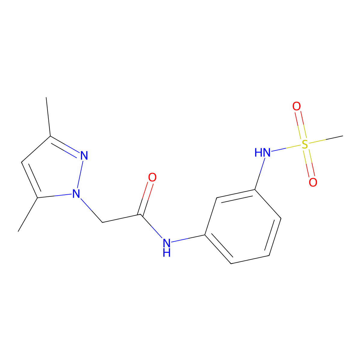 2-(3,5-dimethyl-1H-pyrazol-1-yl)-N-(3-methanesulfonamidophenyl)acetamide molecular structure, CAS 1207059-02-6