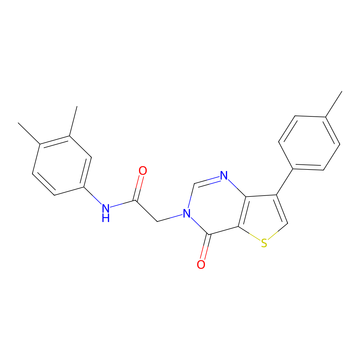 N-(3,4-dimethylphenyl)-2-[7-(4-methylphenyl)-4-oxothieno[3,2-d]pyrimidin-3(4H)-yl]acetamide molecular structure, CAS 1207059-03-7